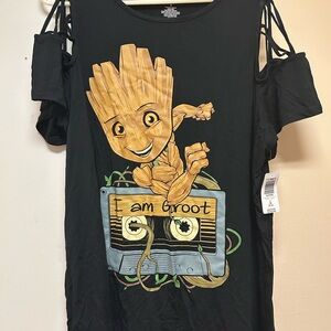 Torrid Marvel Groot Black Short Sleeve Tee with Retro Cartoon Graphic